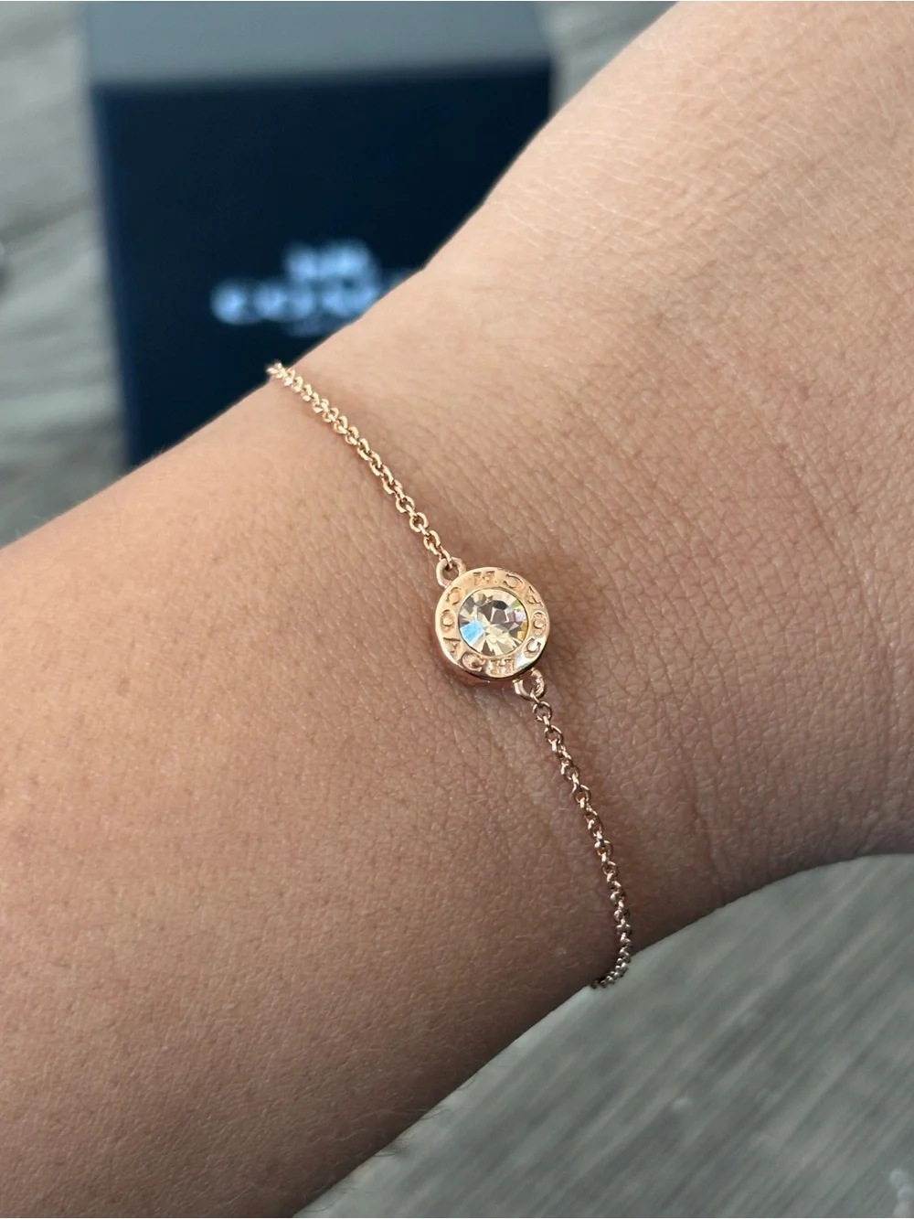 Coach Rose Gold Open Circle Slider Bracelet Crystal F67072 NWOT